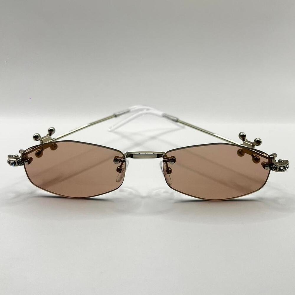 Retro brown tinted rimless sunnies